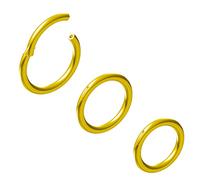 NewkeepsR 3 piezas-1.2mm Anodizado dorado con bisagras Clicker Anillos de aro para la nariz, calibre 16 Acero 316L Segmento sin costura Pendientes para dormir Piercing-5/6/7mm