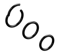 NewkeepsR 3 piezas-1.2mm Anodizado negro Clicker Anillos de aro de nariz con bisagras, calibre 16 Acero 316L Segmento sin costura Pendientes para dormir Piercing-10/11/12mm