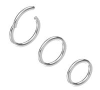 NewkeepsR 3 piezas-1.2mm Espesor 316L Septum de acero quirúrgico con bisagras Clicker Segmento Helix Daith Cartílago Tragus Lóbulo Snug Rook Anillos orbitales-8/9/10mm