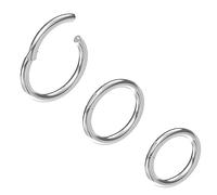 NewkeepsR 3 piezas-1.2mm Espesor 316L Septum de acero quirúrgico con bisagras Clicker Segmento Helix Daith Cartílago Tragus Lóbulo Snug Rook Anillos orbitales-10/11/12mm