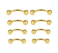 NewkeepsR 4 pares-1,0mm Titanio Oro Barra curvada curvada Banana Bar, puente de torre Hélice Anillos para cejas Piercing vertical Labret Joyería 6mm/8mm/10mm/12mm
