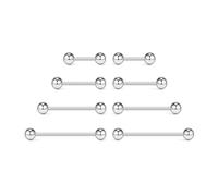 NewkeepsR 5 pares: 20G/18G/16G/14G/12G/10G Implante médico de acero para pezón y lengua, barra industrial con hoyuelos de lengua con longitud 6/8/10/12/14/16mm, Metal, No es una piedra preciosa