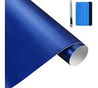 NewL 5 cm x 900 cm, lámina de Vinilo metálico de Acero Inoxidable Cepillado, Mate, Cromo Cepillado, lámina Adhesiva para Coche, lámina Adhesiva para Motor, portátil, Muebles (Azul)