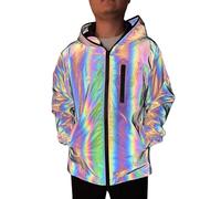 NewL Abrigo reflectante arcoíris para hombre, chaqueta de bolsillo para correr, gris, M