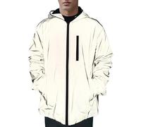 NewL Abrigo reflectante con capucha para hombre, chaqueta cortavientos a la moda para correr con bolsillo, gris, 4XL