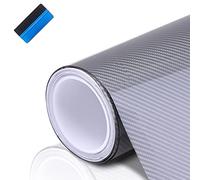 NEWL Calcomanías de Fibra de Carbono 6D Plateadas de Alto Brillo para Coche, película de Vinilo de Fibra de Carbono Impermeable y antiarañazos (50 cm x 150 cm)