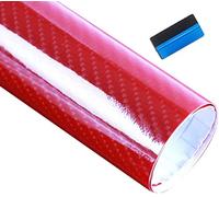 NEWL Calcomanías Rojas de Fibra de Carbono 6D de Alto Brillo para Coche, película de Vinilo de Fibra de Carbono Impermeable y antiarañazos (30 cm x 150 cm)