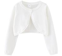 NewL Cárdigan Tipo Bolero para niñas y niños, de Manga Larga, con Botones, de Punto, Corto, para Cubrir los Hombros, Blanco, 4-5 años
