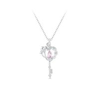 NewL Collar de llave para mujer, plata de ley 925, alas de ángel, llave para amor, collar con colgante de corazón, regalos de cumpleaños, Plata esterlina