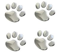 NewL - Juego de 4 Pegatinas 3D cromadas con Huellas de Perro para Coche, Color Plateado