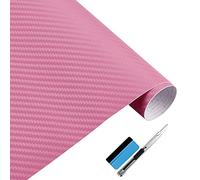 NewL Lámina de vinilo 3D de fibra de carbono, con liberación de aire, sin burbujas, incluye herramientas de montaje (rosa, 50cm x 152cm)