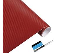 NewL Lámina de Vinilo 3D de Fibra de Carbono, con liberación de Aire, sin Burbujas, Incluye Herramientas de Montaje (Rojo, 50cm x 152cm)