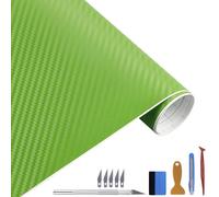 NewL Lámina de Vinilo 3D de Fibra de Carbono, con liberación de Aire, sin Burbujas, Incluye Herramientas de Montaje (Verde, 30cm x 300cm)