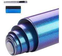 NewL Lámina de vinilo de camaleón de alto brillo, azul a morado, brillante, para coche, sin burbujas, para decoración exterior del cuerpo, 30 cm x 100 cm