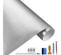 NewL Lámina de vinilo para coche, 30 cm x 300 cm, acero inoxidable cepillado, color plateado mate cromado