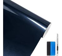NewL Película de vinilo autoadhesiva de pintura metálica ultra brillante para coche, sin burbujas, accesorios exteriores para automóviles (azul marino, 30 cm x 150 cm)