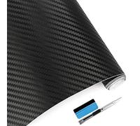 NewL Rollo de Vinilo de Fibra de Carbono 3D con Película Adhesiva Sin Burbujas y Herramientas de Instalación (Negro, 45cm x 150cm)