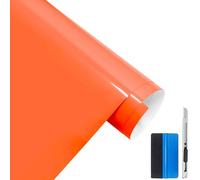 NewL Rollo de vinilo ultra brillante, canales de liberación de aire para coche, techo, pilar, motocicleta, calcomanía (naranja lava, 30 cm x 150 cm)