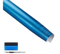 NewL Vinilo Autoadhesivo Satinado Mate Cromo Metálico Azul Claro 30x150 cm