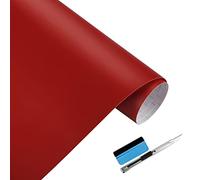 NewL Vinilo Mate Autoadhesivo para Coche Rojo 30 x 150 cm