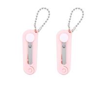 Newlemo 2 tijeras plegables rosadas, mini tijeras de viaje portátiles con llavero, hoja de acero inoxidable afilada y compacta segura para manualidades, costura, oficina y hogar