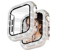 Newlibery Funda con purpurina para mujer, compatible con Apple Watch de 40 mm, carcasa dura de policarbonato con protector de pantalla templado HD para iWatch Series 4/5/6/SE, estrella polar, 40 mm,