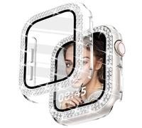 Newlibery Funda con purpurina para mujer, compatible con Apple Watch de 40 mm, carcasa dura de policarbonato con protector de pantalla templado HD para iWatch Series 4/5/6/SE, transparente, 40 mm, Sin