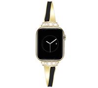Newlibery Gold Slim Band für Apple Watch 38/40/41/42/44/45/46/49mm schmaler Damenarmband mit Strass Elegante verstellbare Metallarmband für iWatch Serie 10/9/8/7/6/5/4/3/2/1/SE/Ultra , 41/40/38/42mm