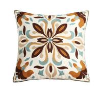 Newliky Juego 2 Fundas Cojines 45x45 cm Boho Retro Colores Etnico Flores Bordado Fundas de Almohada en Lienzo Geometría Decoradas Funda de Cojín para Sofá Habitación Dormitorio Salón Sala de Estar