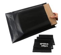 newlng 100Piezas Plástico Bolsas 400x500mm Bolsas Para Envíos Opacas y Autoadhesivas Resistentes ai Desgarro Sobres Para Envios Envases Logísticos Textiles Sobres Para Envios de Ropa Negro