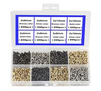 newlng 2MM Tornillo pequeño cabeza plana cabeza autorroscante tornillo madera gabinete puerta bisagra accesorios accesorios electrónicos tornillo multifuncional DIY mini tornillos set oro negro plata