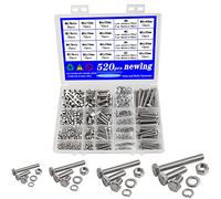 newlng 520pcs M3 M4 M5 M6 Tornillos de Cabeza Hexagonal con Arandela Plana y Surtido de Tuercas Paquete de Pernos y Tuercas Pernos Hexagonales de Acero Inoxidable 304 y Arandelas de Tuercas