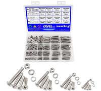 newlng 680pcs M3 M4 M5 M6 Pernos y Tuercas y Arandelas 304 Acero Inoxidable Cruz Avellanada Tornillos de Máquina Tornillos de Cabeza Plana con Surtido de Tuercas y Arandelas