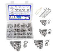 newlng M2 M3 M4 M5 Juego de Tornillos y Tuercas 940 Piezas Acero Inoxidable 304 Tuercas Tornillos y Arandelas con Cabeza Hexagonal con llave Allen