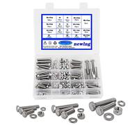 newlng M5 M6 M8 Juego de Tornillos y Tuercas Acero Inoxidable 304 Hexágono Externo Pernos Tornillo Hexagonal Pernos y Tuercas de Bloqueo y Juntas Planas Arandelas Tornillos de Máquina 300 Piezas