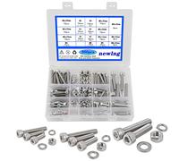newlng M5 M6 M8 Juego de Tornillos y Tuercas y Arandelas Juego de Surtido de Tornillos de Cabeza Hueca Hexagonal Acero Inoxidable 304 Rosca Métrica Tornillos de Cabeza Cilíndrica Kit 300 Piezas