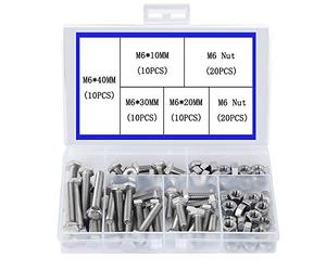 newlng M6 Esquina Exterior Perno Hexagonal 304 Acero Inoxidable Juego de Tornillos Industria de La Maquinaria Tornillos Hexagonales Mecánicos y Tuercas 80pcs