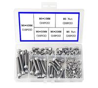 newlng M6 Tornillos de Cabeza Hexagonal de Acero Inoxidable 304 Tornillos con Tuerca Allen Tornillos y Tuercas Caja de Combinación 80pcs