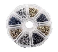 newlng Pequeños Clavos Pequeños Tornillos de Madera Compacto Antiguo DIY Caja Decorativa Accesorios Mini Clavos Oro Plata Bronce 1x6mm, 1x8mm 1x10mm en Caja 1600PCS