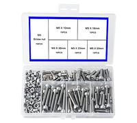 newlng Tornillo hexagonal M5 de acero inoxidable 304, cabeza de tornillo hexagonal, piezas mecánicas A2-70, juego de tornillos y tuercas, caja de combinación, tornillos cilíndricos con hexágono