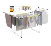 Newlux Bold V22, Tendedero Plegable con Alas 26 m, Metal, Blanco | Tubos x5 Más Resistentes | 180x55x112cm | Carga Máx. 25 kg | Soporte para Calcetines | Fácil Plegado | Interior y Exterio