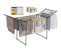 Newlux Bold V22, Tendedero Plegable con Alas 26 m, Metal, Negro | Tubos x5 Más Resistentes | 180x55x112cm | Carga Máx. 25 kg | Soporte para Calcetines | Fácil Plegado | Interior y Exterio