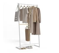 Newlux - Burro Ropa Resistente Hasta 15kg Hangy One 15 Doble Altura. Perchero Burro Ropa Metálico con Gran Estabilidad | Fácil Montaje | Base Antirayaduras | Espacio Pantalones (80x40x160cm)|Blanco