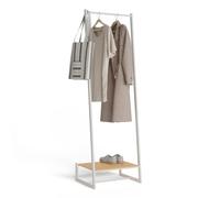 Newlux - Burro Ropa Resistente Hasta 24kg Hangy One 20 Con Zapatero. Perchero Burro Ropa Metálico con Gran Estabilidad | Fácil Montaje | Base Antirayaduras | Diseño Compacto (50x40x160cm) | Blanco