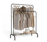 Newlux - Burro Ropa Resistente Hasta 30kg Hangy Duo 30 con Doble Altura. Perchero Burro Ropa Metálico con Gran Estabilidad | Fácil Montaje | Base Antirayaduras (115x50x150cm) | Negro