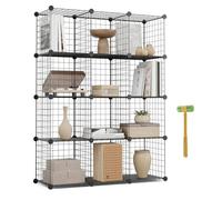 NEWLUX - Estantería Almacenaje Multiuso 12 Cubos (125x94,5x31,5 cm), Hasta 120Kg Capacidad. Estantería Metálica de Hierro Modular | Zapatero o Armario Abierto, Negro