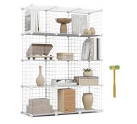 Newlux - Estantería Almacenaje Multiuso 12 Cubos (125x94,5x31,5 cm), hasta 120Kg Capacidad. Estantería Metálica de Hierro Modular | Zapatero o Armario Abierto, Blanco