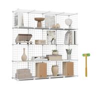 Newlux - Estantería Almacenaje Multiuso 16 Cubos (125x125x31,5cm), hasta 160Kg Capacidad. Estantería Metálica de Hierro Modular | Zapatero o Armario Abierto, Blanco