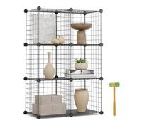 Newlux - Estantería Almacenaje Multiuso 6 Cubos (64,5x94,5x31,5cm), hasta 60Kg Capacidad. Estantería Metálica de Hierro Modular | Zapatero o Armario Abierto, Negro