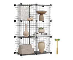 Newlux - Estantería Almacenaje Multiuso 6 Cubos (64,5x94,5x31,5cm), hasta 60Kg Capacidad. Estantería Metálica de Hierro Modular | Zapatero o Armario Abierto, Negro